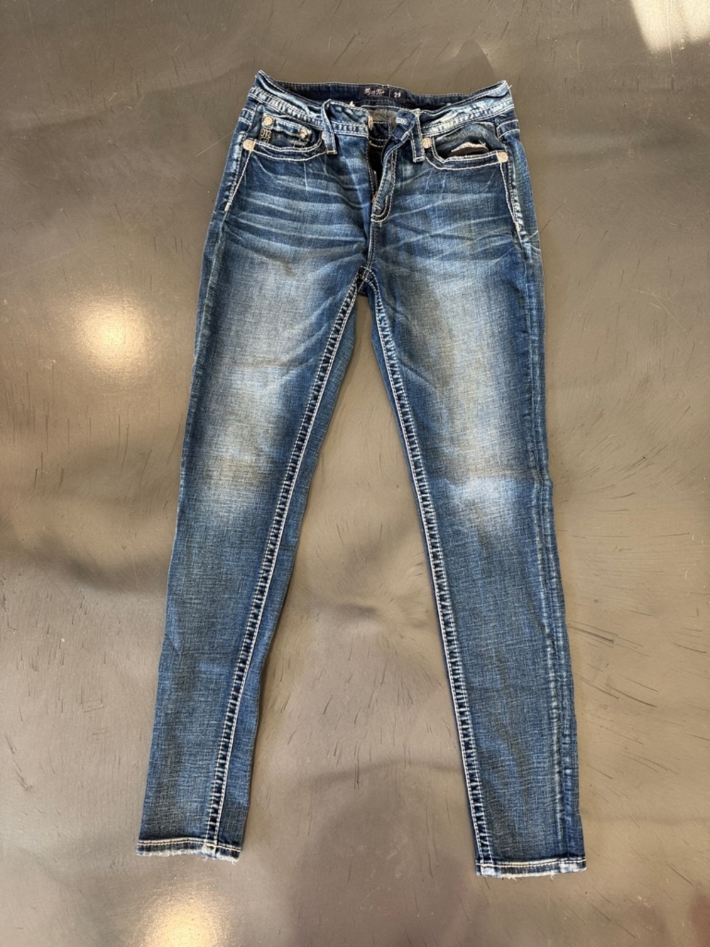 Miss Me Blue Skinny Jeans with Faded Wash